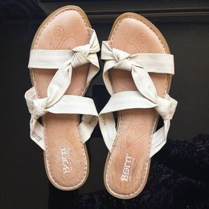Born, Greek knot braid leather beige flat sandals